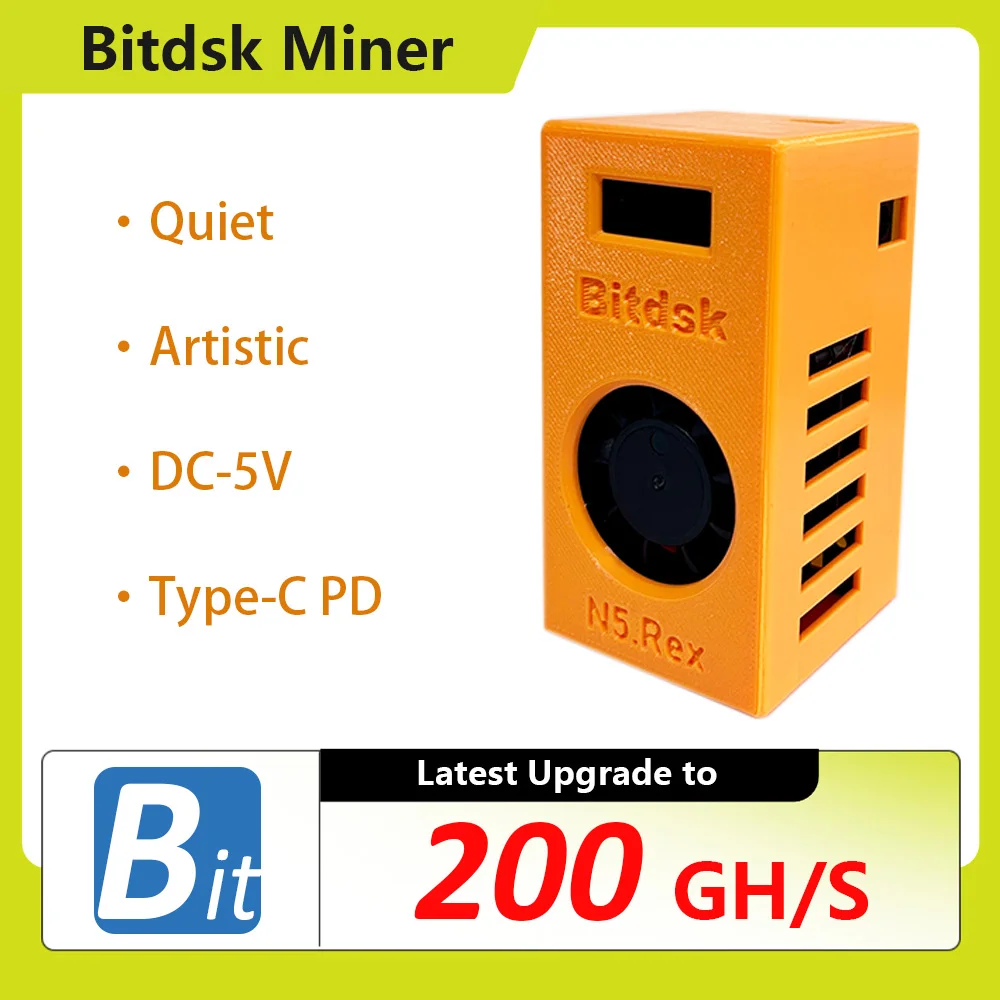 Bitdsk N5 200Gh/S BM1397 Bitcoin ASIC BTC Miner Solo Lottery Miner US/EU/UK/AU/BR PLUG with Type-C PD power