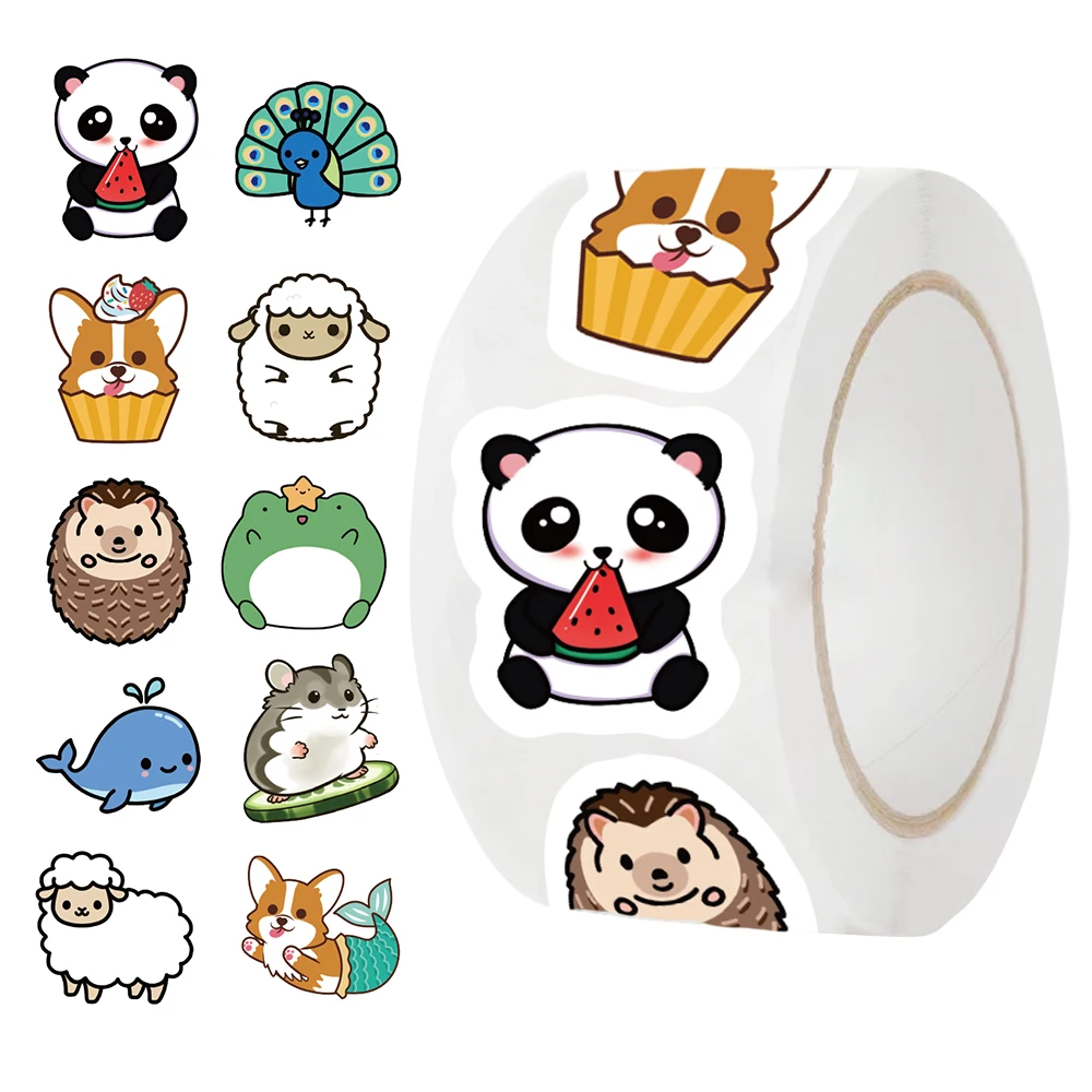 500Pcs/Roll Kawaii Panda Animals Decal Vinyl Bonus Stickers For Water Bottle Scrapbook Student Motivational Gifts