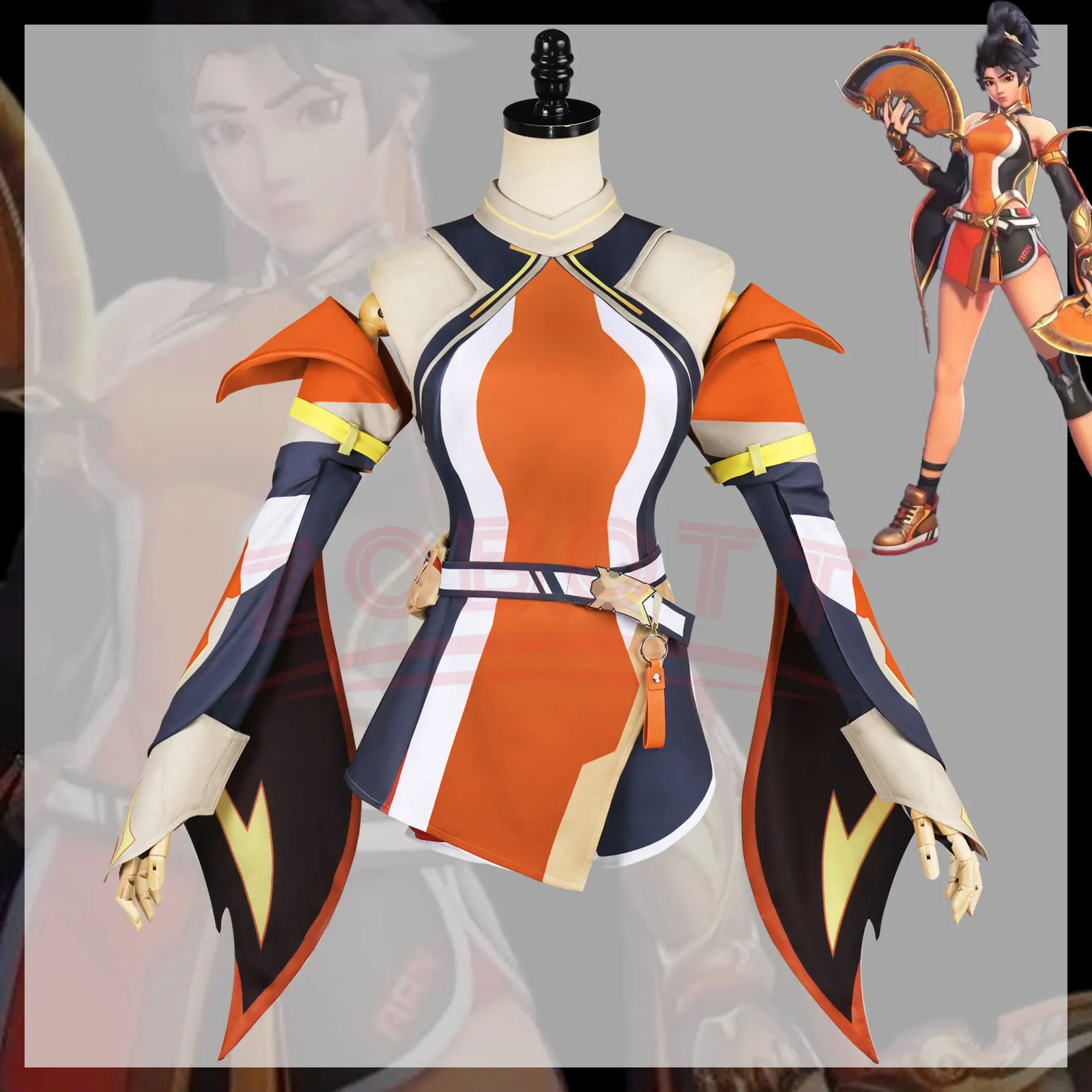 Overwatch Anran Cosplay Costume Female Hero Outfit Fire Warrior Uniform Game Character Costume Halloween Convention Party Dress