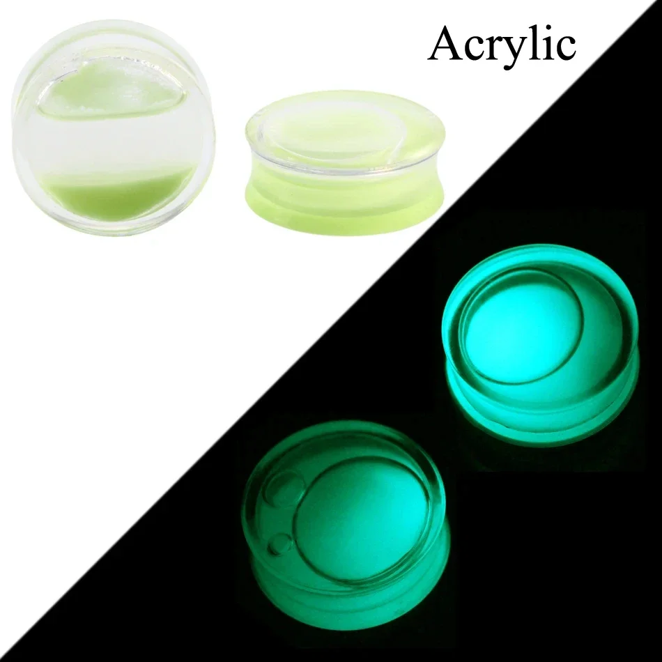 2pcs Multiple Styles Glow in the Dark Ear Tunnel Plugs Piercing Ear Taper Stretcher Kit Earring Gagues Expander Piercing Jewelry