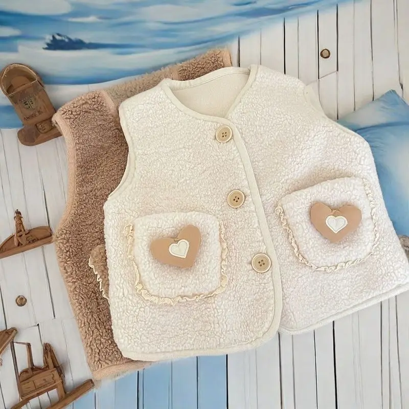 Sleeveless Children Vest Baby Girl Boy Plush Waistcoat Spring Autumn Kids Jacket Soft Children Clothes Thick Outerwear For Kids