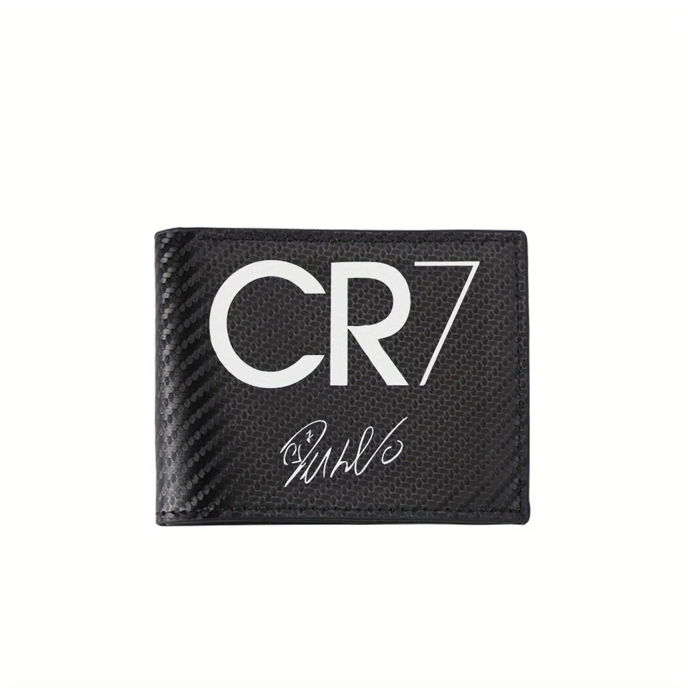 CR7 signature black background white text logo Men's Wallets Simple Business Modern Stylish Printing Design Gifts For Father Boy