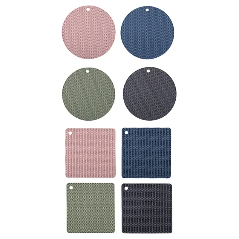 Silicone 1PCS Honeycomb Placemat Silicone Heat-Resistant Table Mat Round And Square  Coaster Non-slip Kitchen Pot Bowl Mat