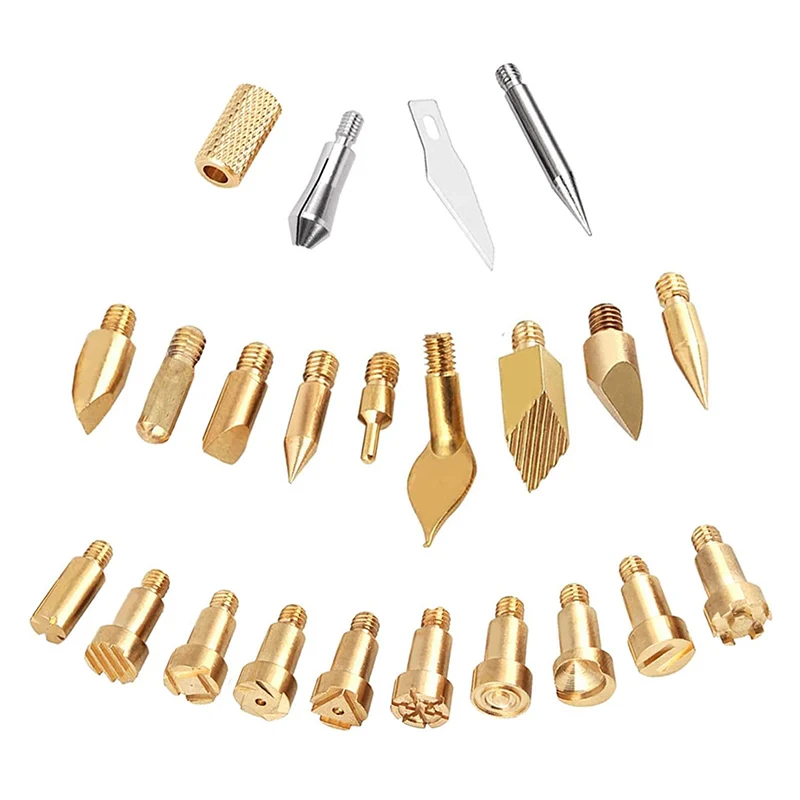 23pcs Wood Burning Tips Set for TS100 TS101 T85 Pine64 PInecil V1 V2 936 Soldering Iron Pyrography Brass Wood Tips view 2