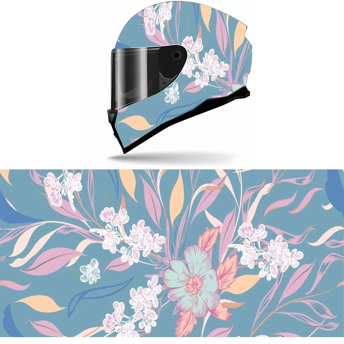 Gentle Botanical Flowers Full Helmet Wrap Sticker Motorcycle Helmet Racing Graphic Decal Vinyl Wrap Helmet Decor Sticker