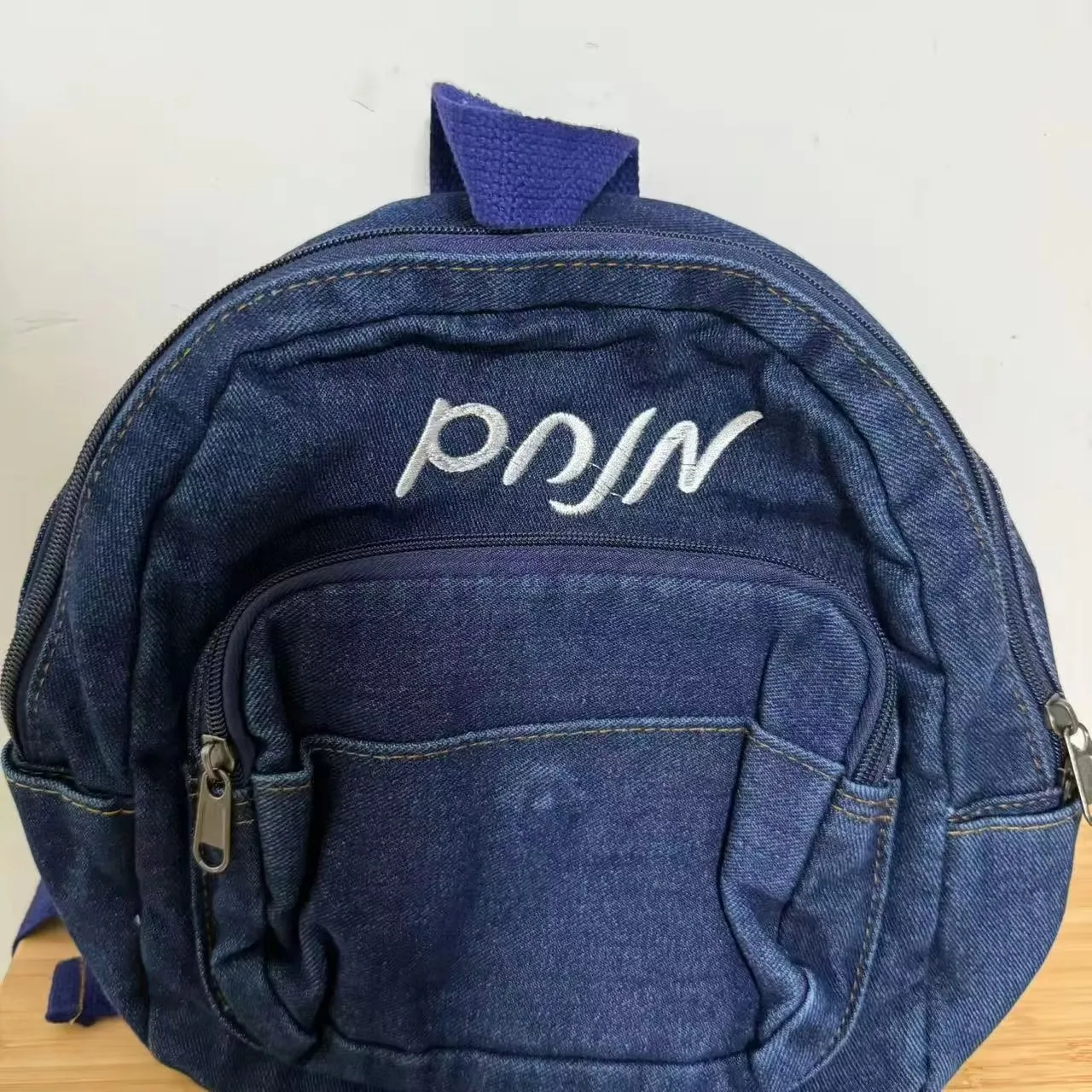Custom Women's Denim Backpack With Any Name, Personalized Embroidered Christmas Holiday Unique Gift Backpack, Outdoor Travel Bag