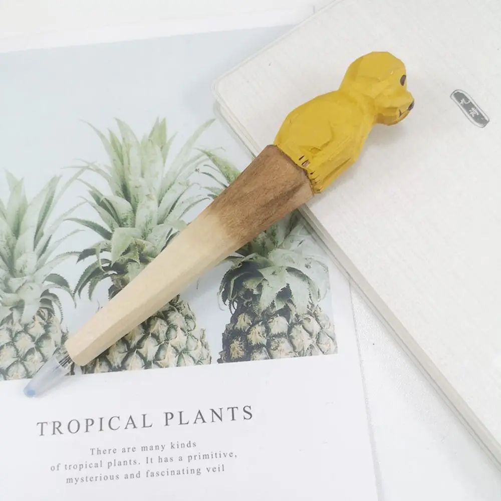 

Writing Smoothly Wood Carving Animal Pen Quick-Drying Handcrafts Pen Animal Shape Gel Pen Writing Handmade Creative Neutral Pen