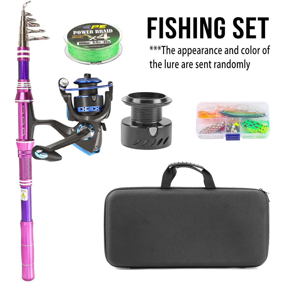Luya caña de mar retráctil de viaje con carrete giratorio