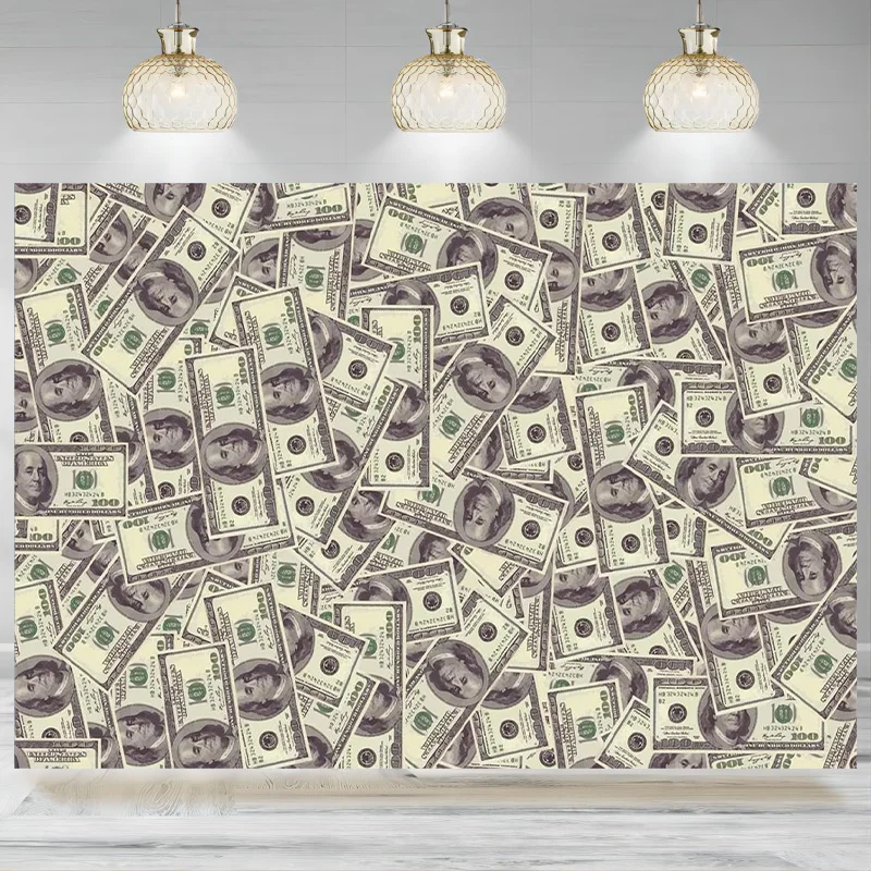 Money Pale Green Grey Banner Backdrop Background Photographic Theme  Birthday Party Baby Shower Casino Anniversary Decoration