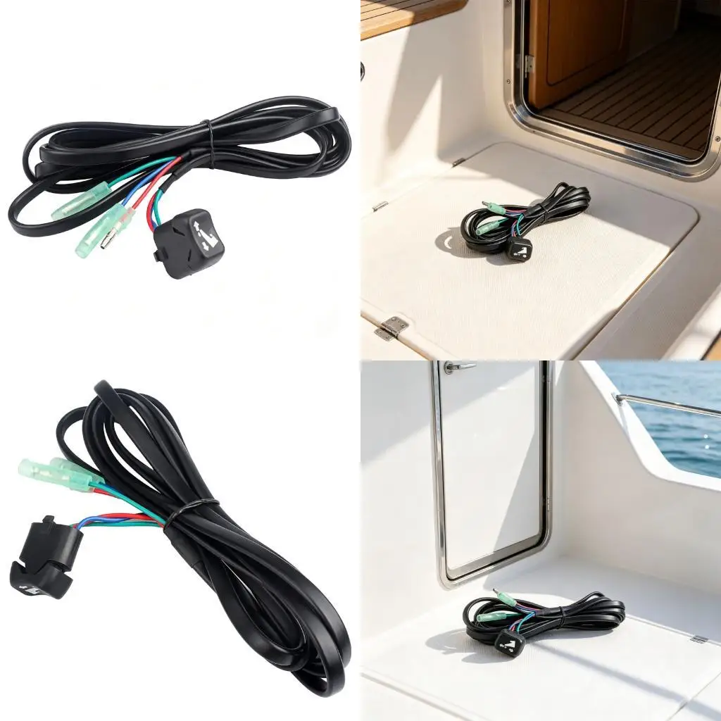 Remote Trim Control Button Assembly with 90 Three Terminal Ends, Plastic Housing, Marine Control Box Service Part
