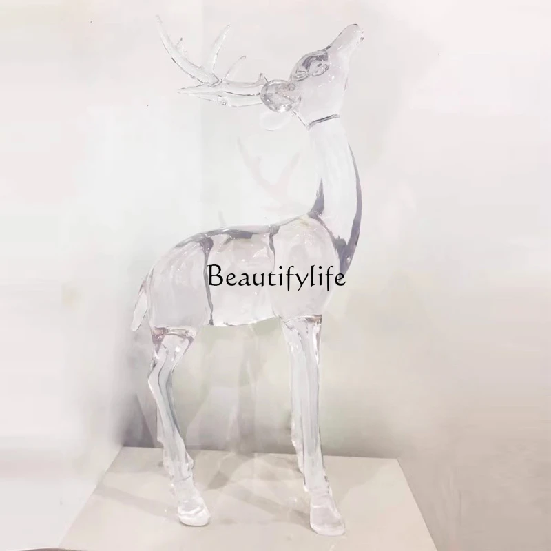 Creative Home Living Room Coffee Table Hallway High-End Art Decoration Transparent Resin Material Deer Ornaments