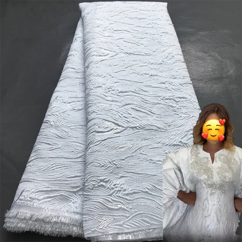 

Белая роскошная африканская кружевная ткань с жаккардом, новинка 2024, нигерийская парчовая кружевная ткань для вечернего выпускного вечера, роскошные женские платья, шитье