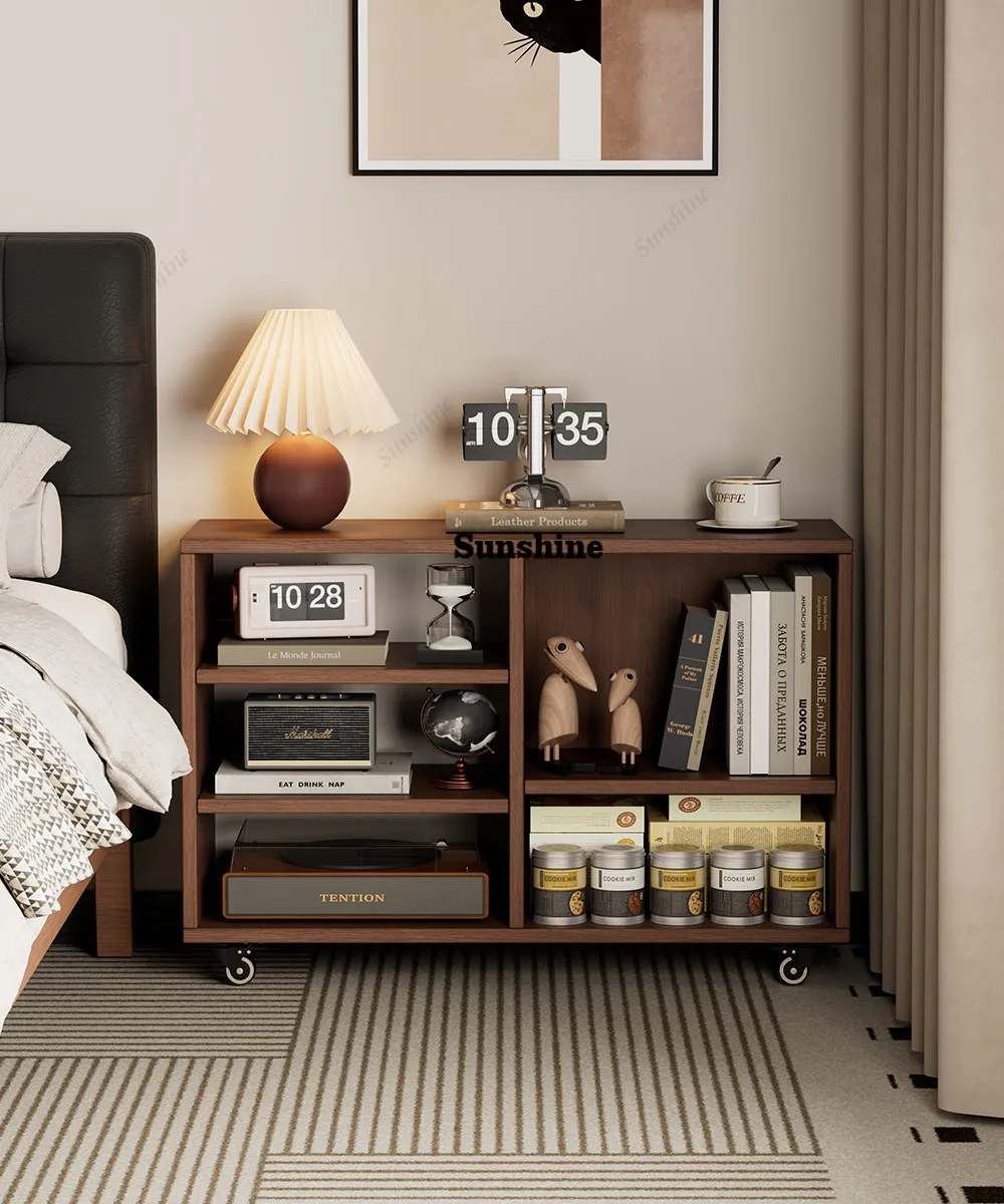movable sideboard, small apartment, living room side cabinet, small cart, push cabinet next to the sofa