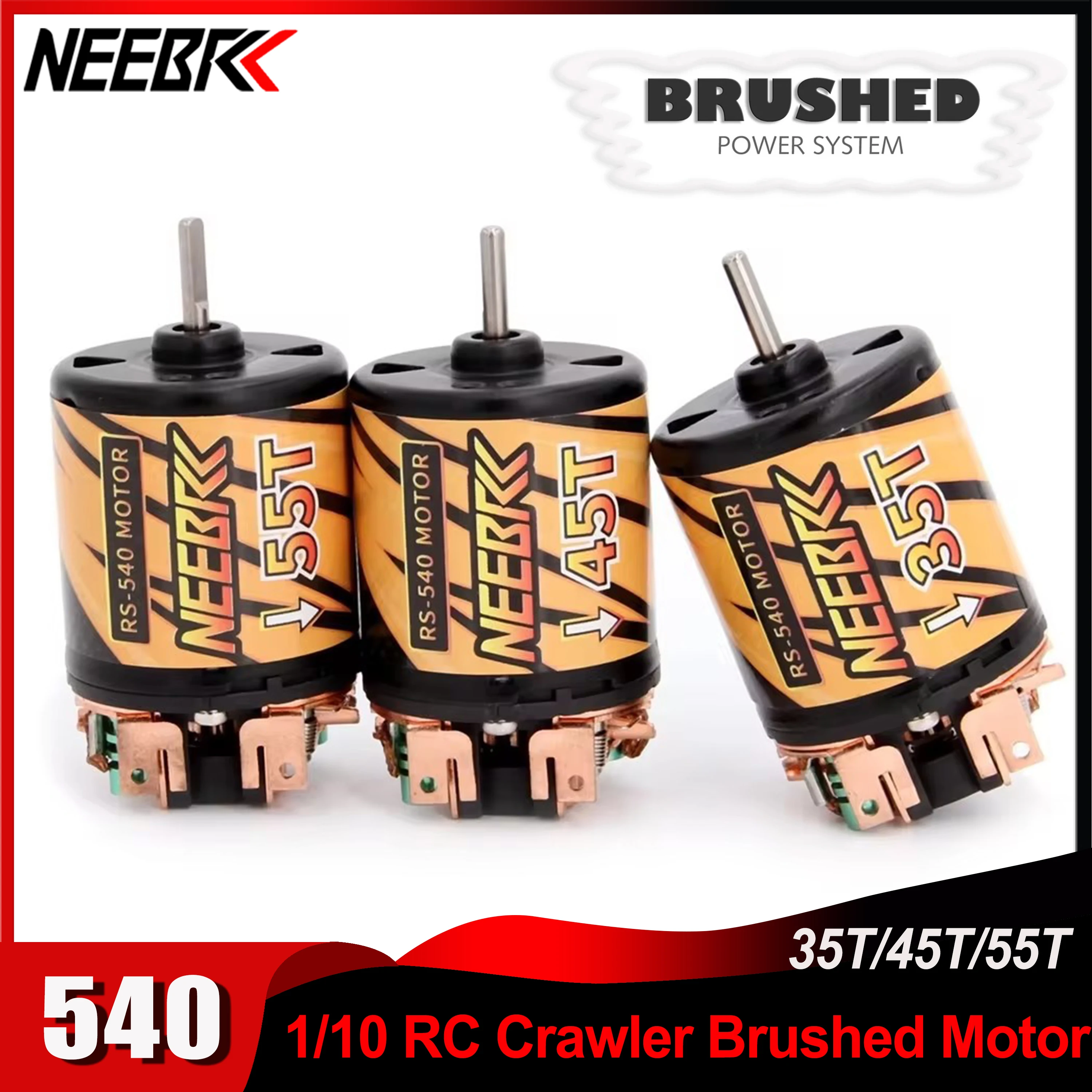 NEEBRC 540 Brushed Motor 35T 45T 55T 3-Slot for 1/10 RC Crawler Car Axial SCX10 AXI03007 90046 Traxxas TRX4 D90 MST Slash TRX6