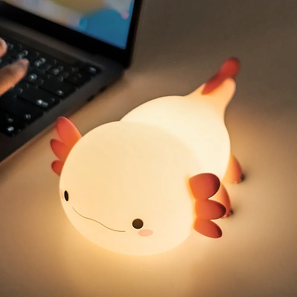 

LED Axolotl Night Light Silicone Nursery Sleeping Lamps Touch Control USB Rechargeable Table Lamp for Baby Child Nightlights