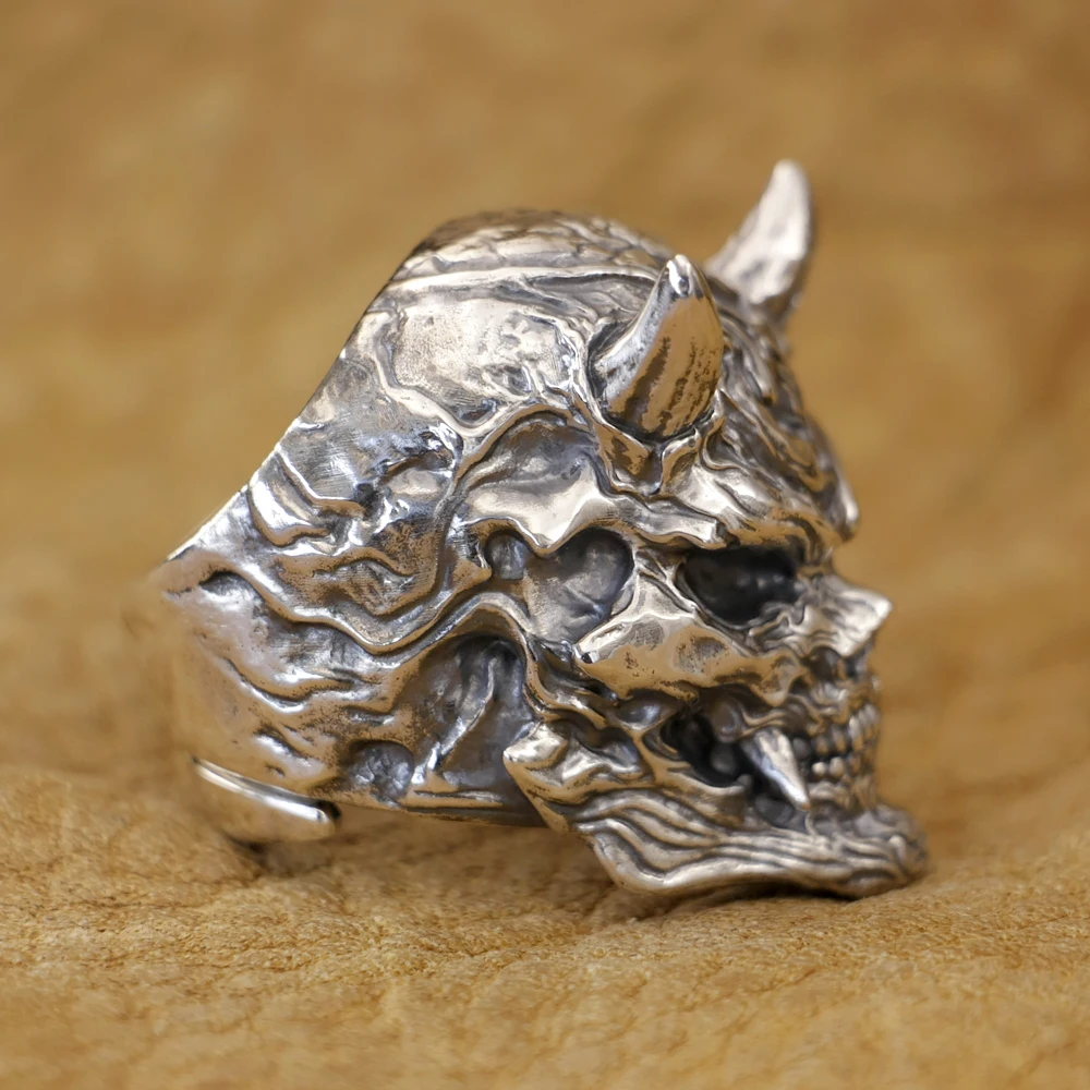 

925 Sterling Silver Black Myth Wukong Jewelry Red Boy Punk Ring TA515 Open US Size 8~15 BZ