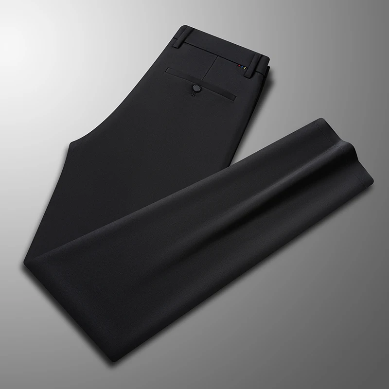 Premium Melk Ijs Zijde Strijkvrij Nieuw Merk Mode Jurk Broek Mannen Ademend Kantoor Business Casual Pendelen Lange Pak Broek