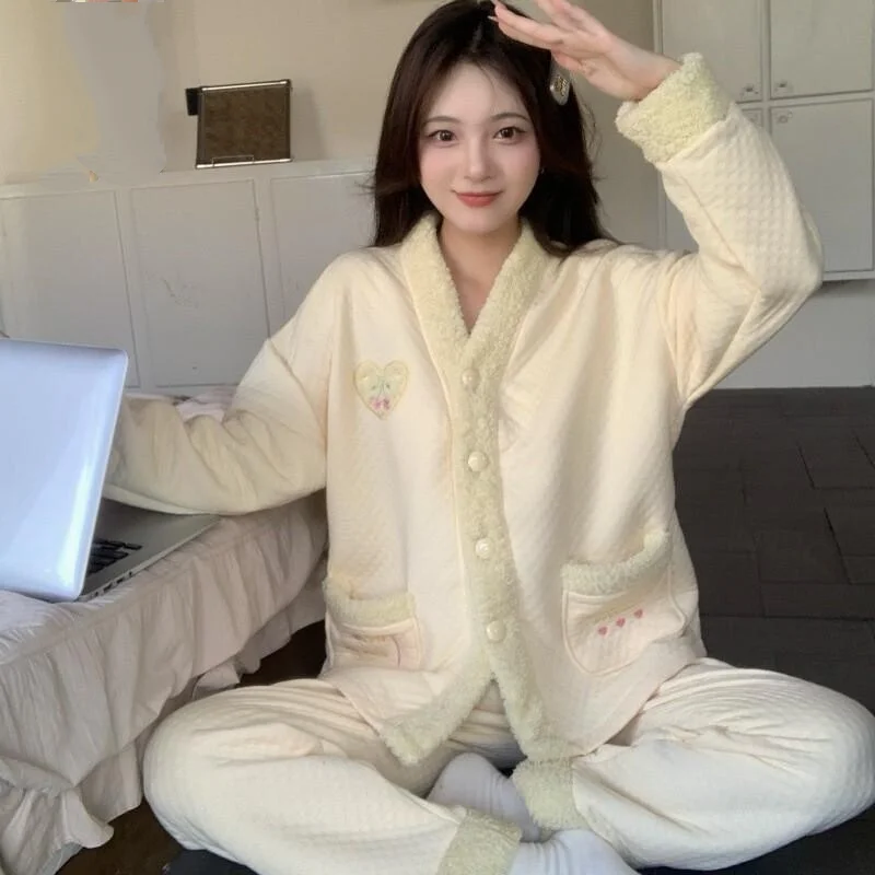 

Cotton Winter Pajamas for Women Thickened Warmth and A Set of Home Clothes That Can Be Worn Outside Simplicity Sexy Pajama New