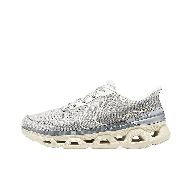 Skechers Mesh Breathable Lightweight Balance Support Anti Rollover Cushioning Low top Running Shoes Men's Gray 233022-NAT