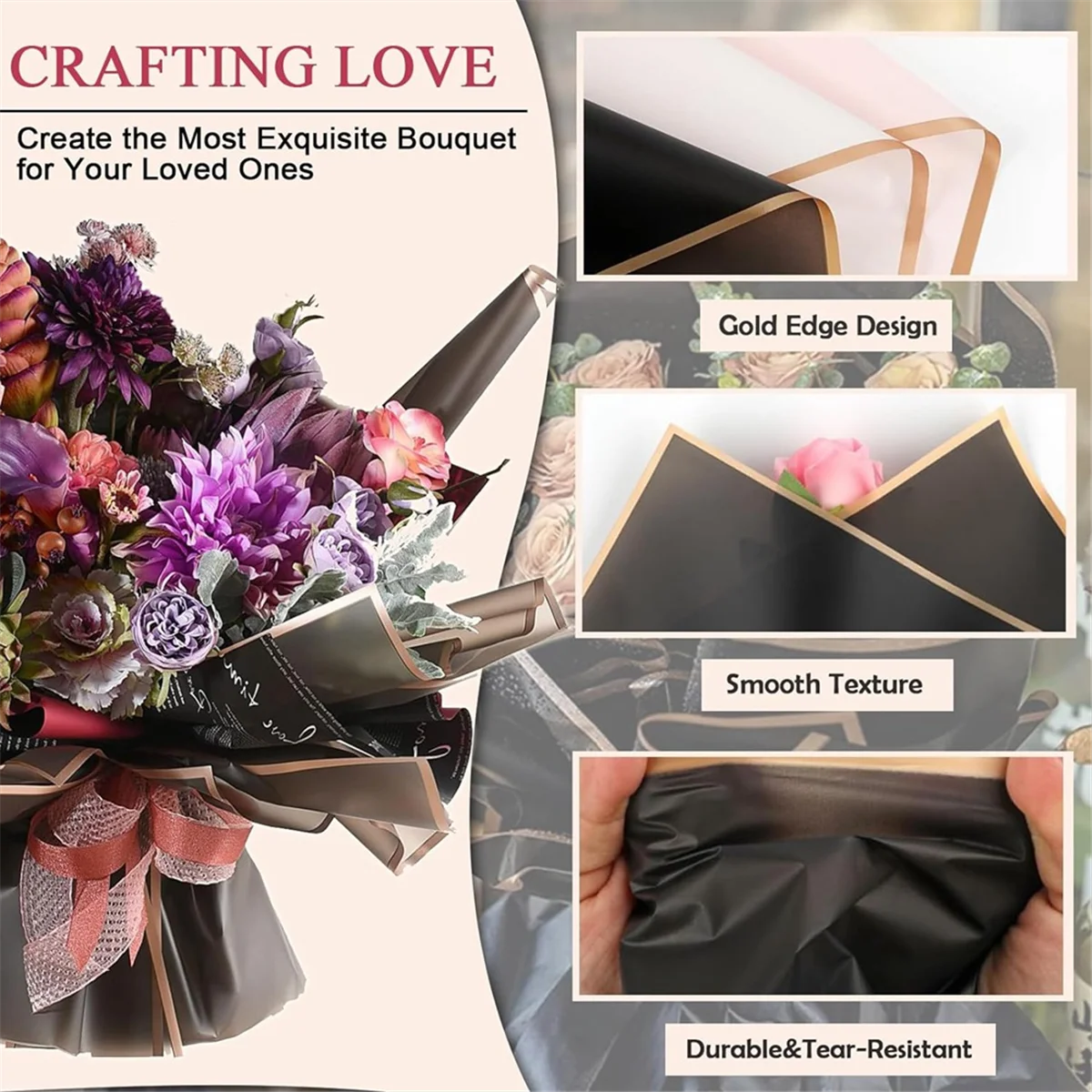 80 Sheets Flower Wrapping Paper, with Ribbons, for Mother's Day