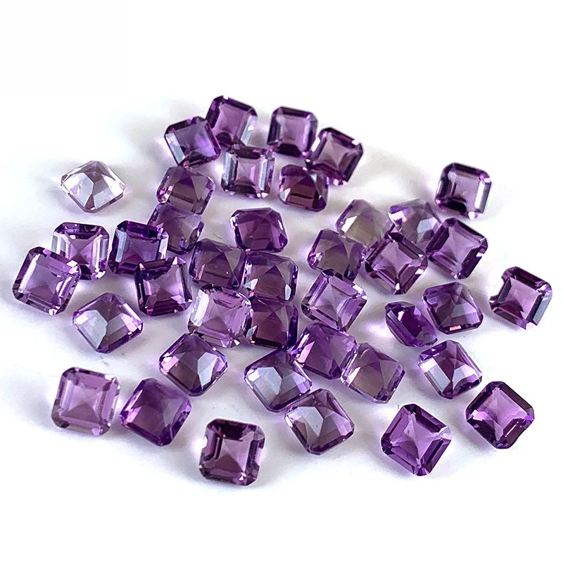 Natural Amethyst Ring Face, Square Ascher Brazilian Amethyst Loose Stone, Purple Gemstone Work in Progress Loose Stone
