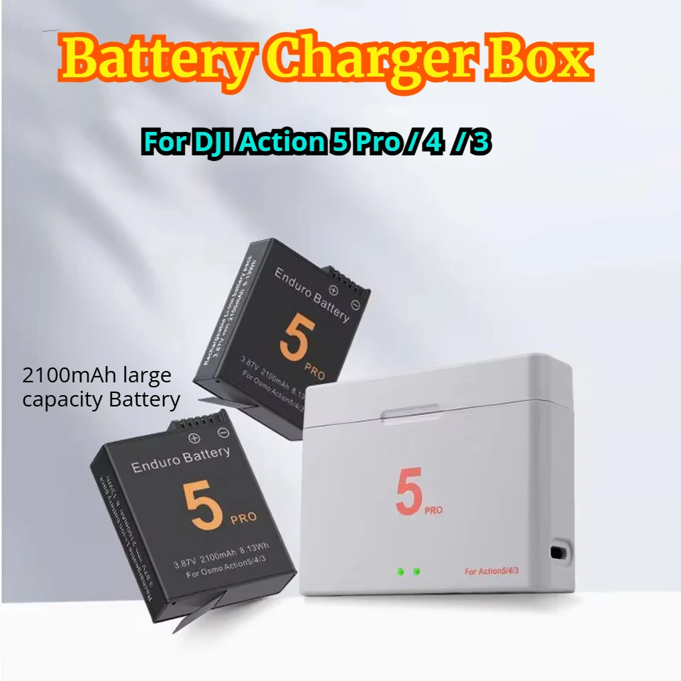 

2100mAh Battery For DJI Osmo Action 5 Pro 4 3 Rechargeable Battery Battery Charger Box Battery Hub For DJI Action 5 pro 4 3