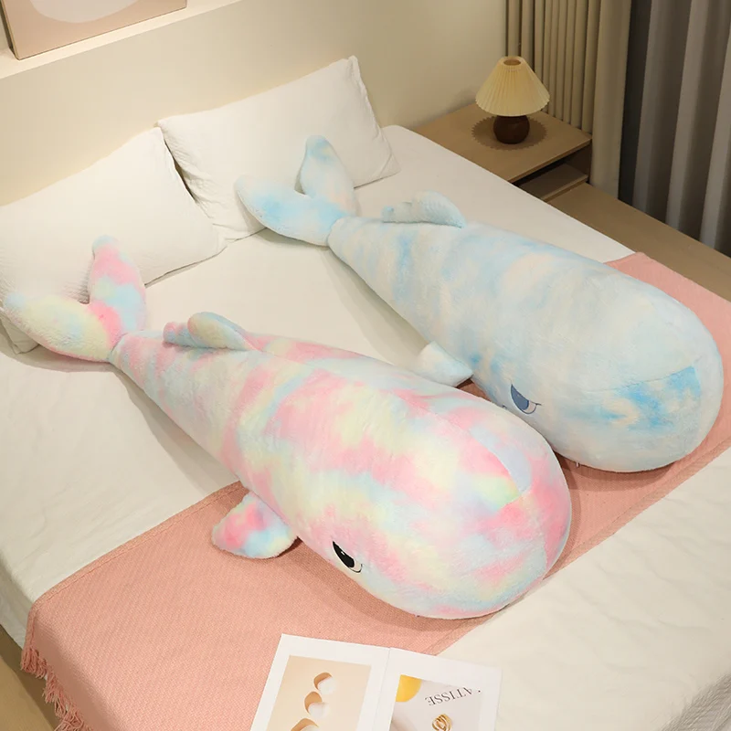 60-140cm Cute Colorful Shark Plush Toys Giant Size Animal Shark Pillow Stuffed Soft Cushion Sleeping Dolls for Gifts