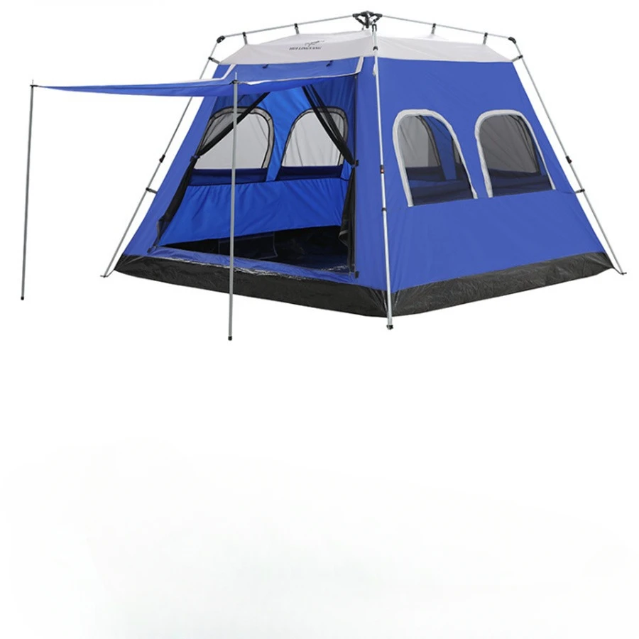 

Outdoor single-layer iron pipe hydraulic automatic tent for 5-6 people, one six-window ventilation tent