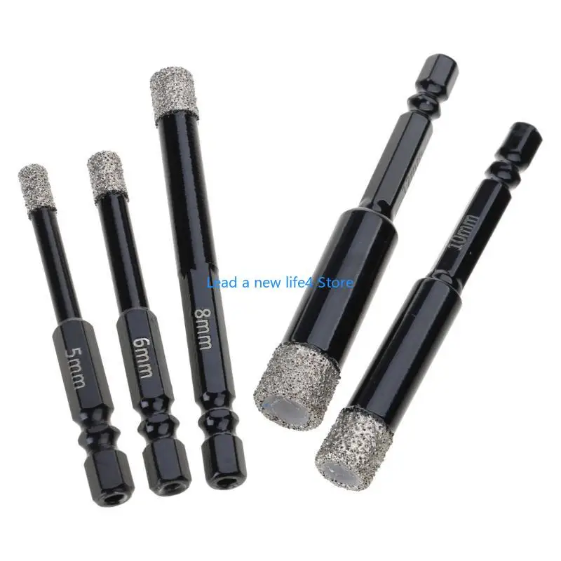Y55E Heavy Duty Shank Diamond Coated Drill Bits for Hard Materials (Set of 5) for Construction and Renovation