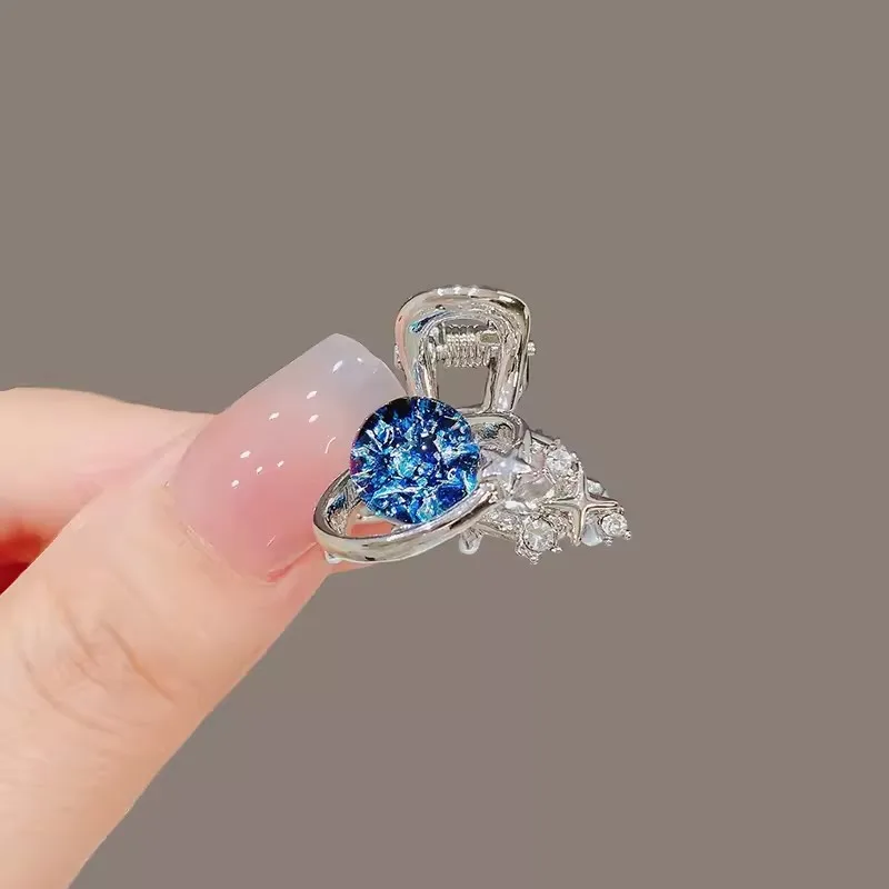 Blue Rhinestone Mini Hair Claw Retro Diamond Women Girls Crab Clip Small Hairpins Hair Crabs Girls Hair Accessories