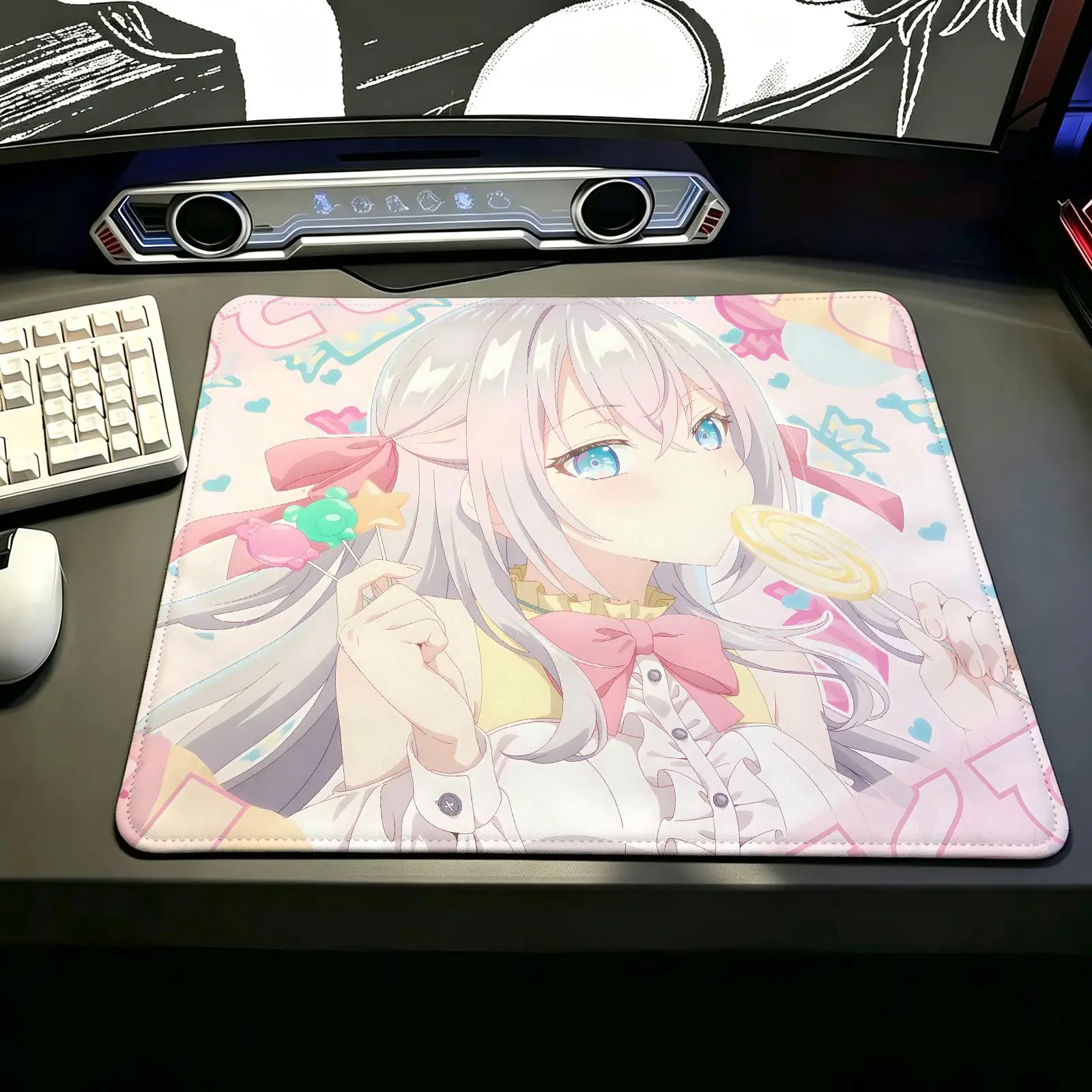 Gaming Mat,Reinforced Stitched Edge,Alya Sometimes Hides Her Feelings in Russian Portable Non‑Slip Pad for Laptop Office