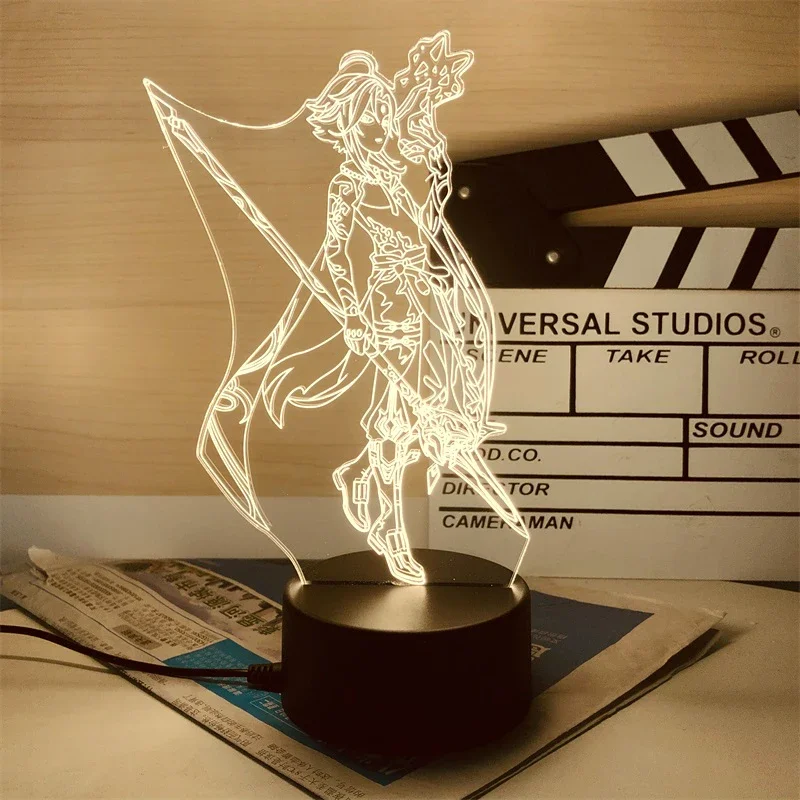 Genshin Impact Yae Miko Hu Tao Scaramouche Game Figure 3d Led Lamp for Bedroom Kazuha Tighnari Acrylic Night Lights Gift