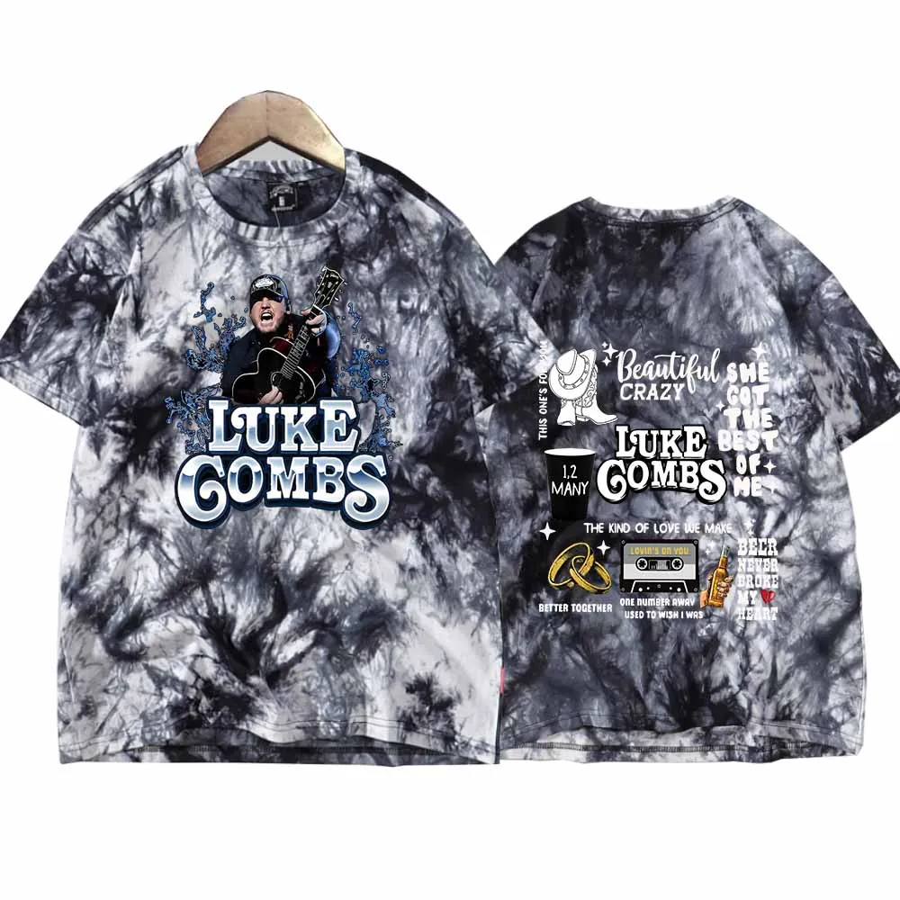 Luke Combs 2024 Tour Tie Dye Shirts Swift Fan T-Shirt Round Neck Short Sleeve Fans Gift