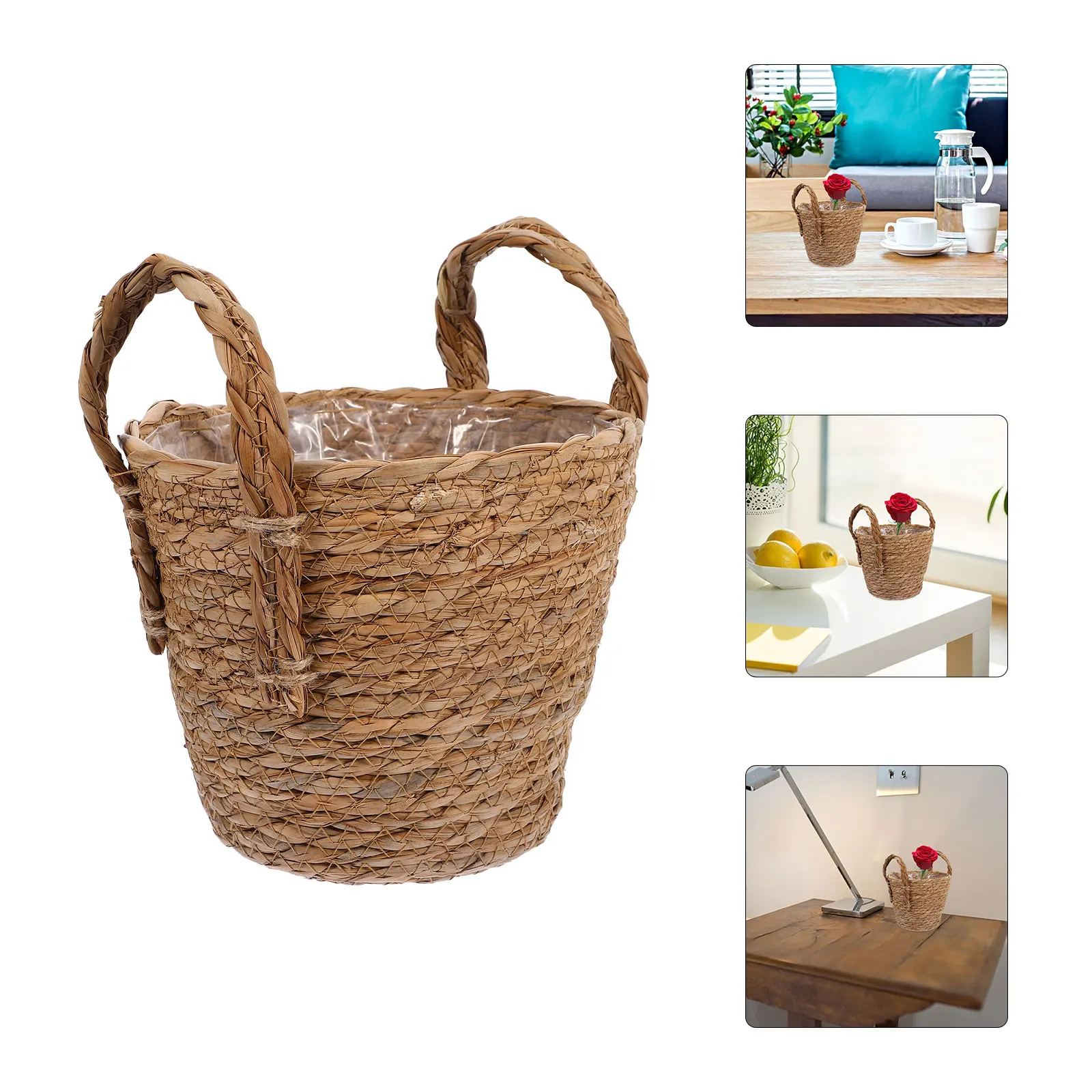 

Seagrass Flowerpot Handwoven Boho Planter Basket For Indoor Plants Storage Holder Vintage Braided Flower Vase Succulent Planter