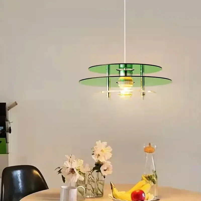 

UFO Pendant Colored Acrylic Shade E27 Restaurant Bar Study Lighting Space Age LED Chandelier Lights