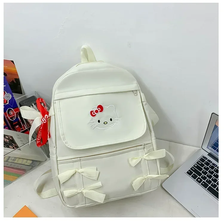 Hello Kitty tas sekolah kupu-kupu wanita, ransel kapasitas besar kartun sekolah dasar Sanrio belakang ganda