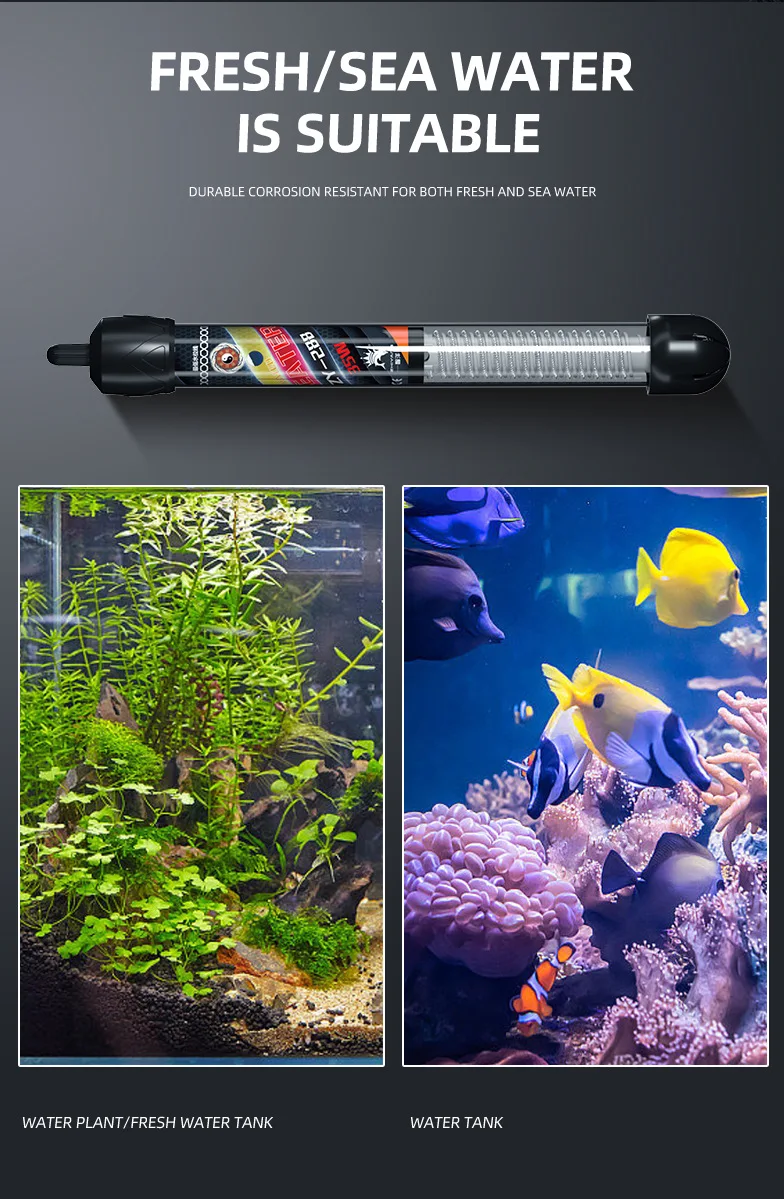 35W 60W 120W 220W glass aquarium fish tank heater aqua submersible water heat control heating eu us uk plus