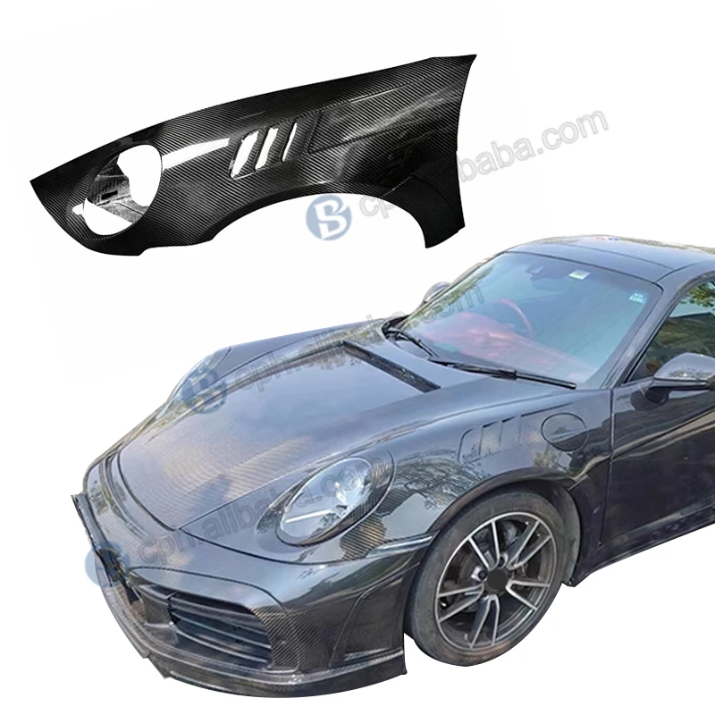 BENSNEES Real Dry Carbon Fiber Front Side Fender Black Car Accessories for Porsche 922 Stinger Fender