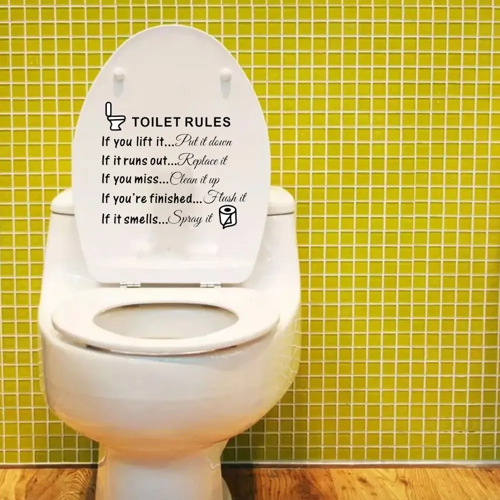 25x29CM Toilet English Stickers Home and Public Places Transparent Removable Decoration DIY Art Home Bathroom Sticker Rules