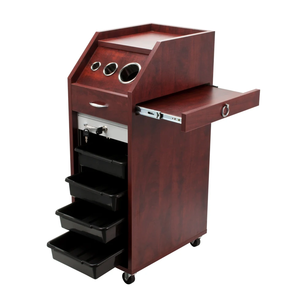 Beauty Hair Salon Lockable Wooden Trolley With Wheels 300KGS Capacity Customizable Color & Logo On Sale