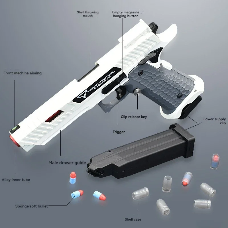 Legierung Nylon udl2011 Soft Bullet Shell Auswerfen Spielzeug Pistole Pistole manuelle Trägerrakete echte Größe gefälschte Weihnachts pistole Replik Spielzeug für Jungen