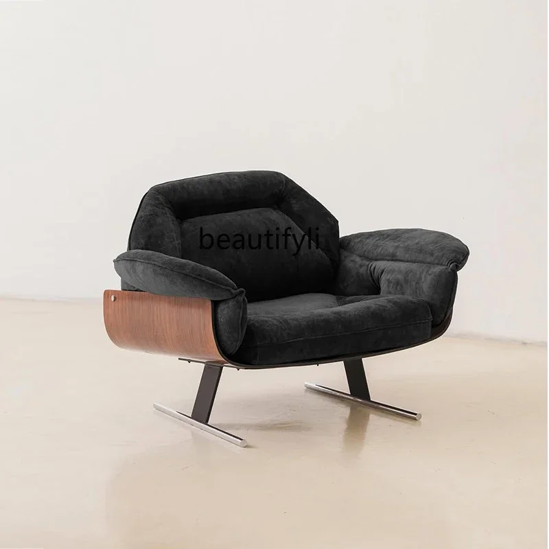 

Medieval leisure chair living room home designer retro solid wood sofa chair high-end reception single chair