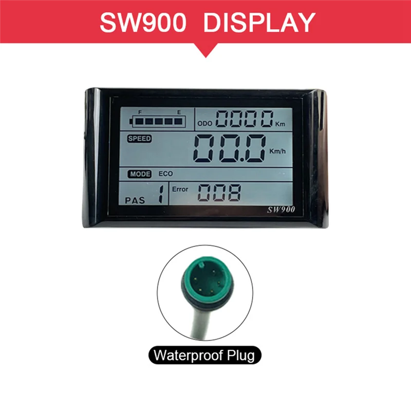 Ebike SW900 LCD Display Control Electric Bicycle Speed Meter Waterproof Plug Record Instrument Control/Setting 24-72V