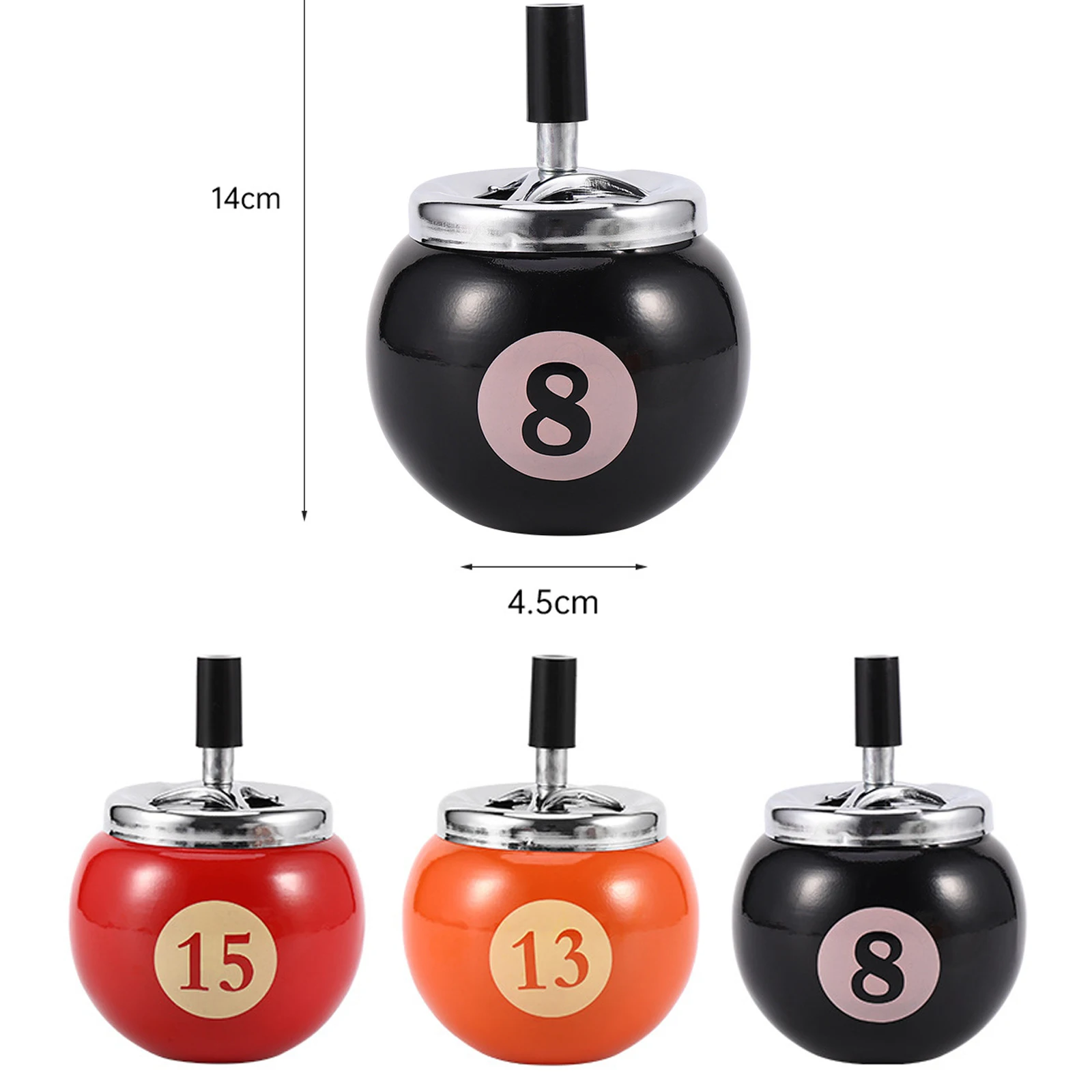 Billiards 8-Ball Ashtray Iron Cigarette Ashtray Desktop Decoration for Home Office Outdoor