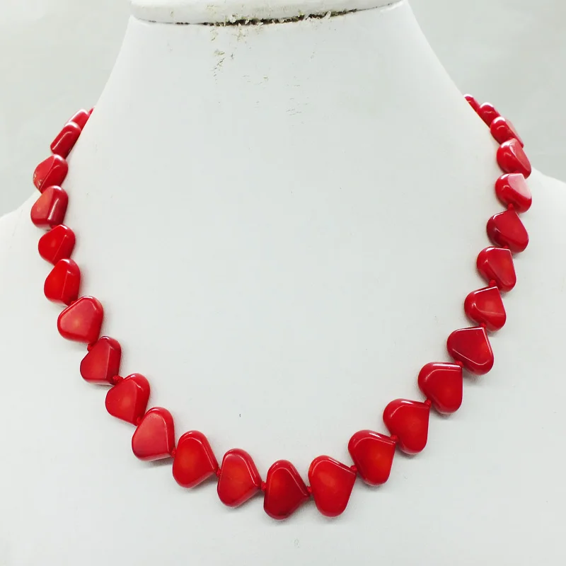 Valentine's Day Gift Classic  heart red sea coral necklace 17