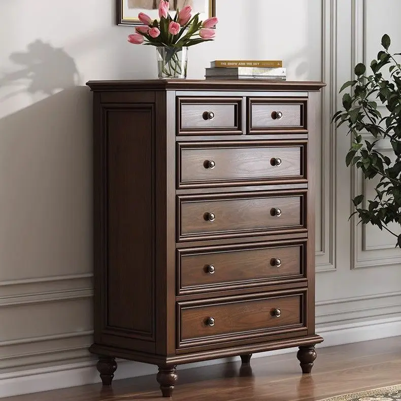 Solid wood six-drawer cabinet, ash wood storage cabinet, storage cabinet, bedroom drawer cabinet