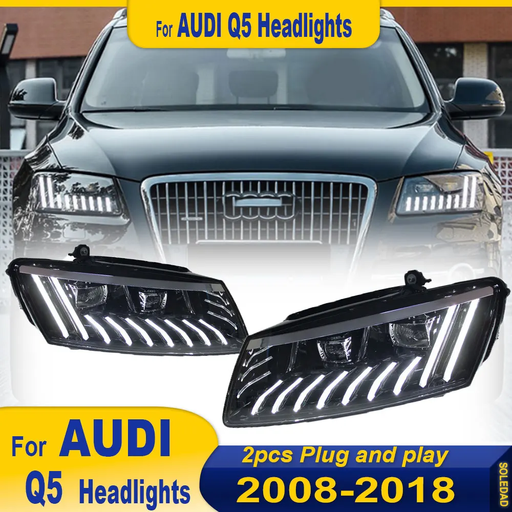 Car Lights for Audi Q5 LED Headlight 2008 2009 2010 2011 2012 2013 2014 2015 2016 2017 2018 HeadLamp Projector Lens Automotive