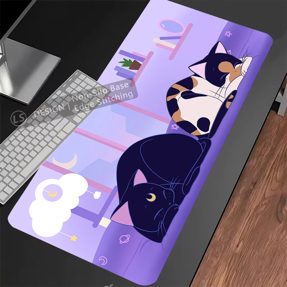 Коврики для мыши для ноутбука, милый кавайный аниме-кошки, настольный коврик, расширенный коврик для игрового стола, подарки на Хэллоуин, коврик для мыши в стиле аниме, геймерская клавиатура