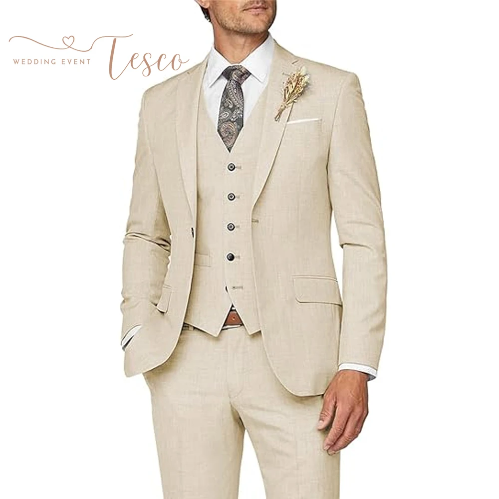 

Мужской костюм Tesco, комплект из трех предметов, приталенный костюм для мужчин, деловой костюм, смокинг для свадьбы, жениха, выпускного вечера, ужина, индивидуальный заказ