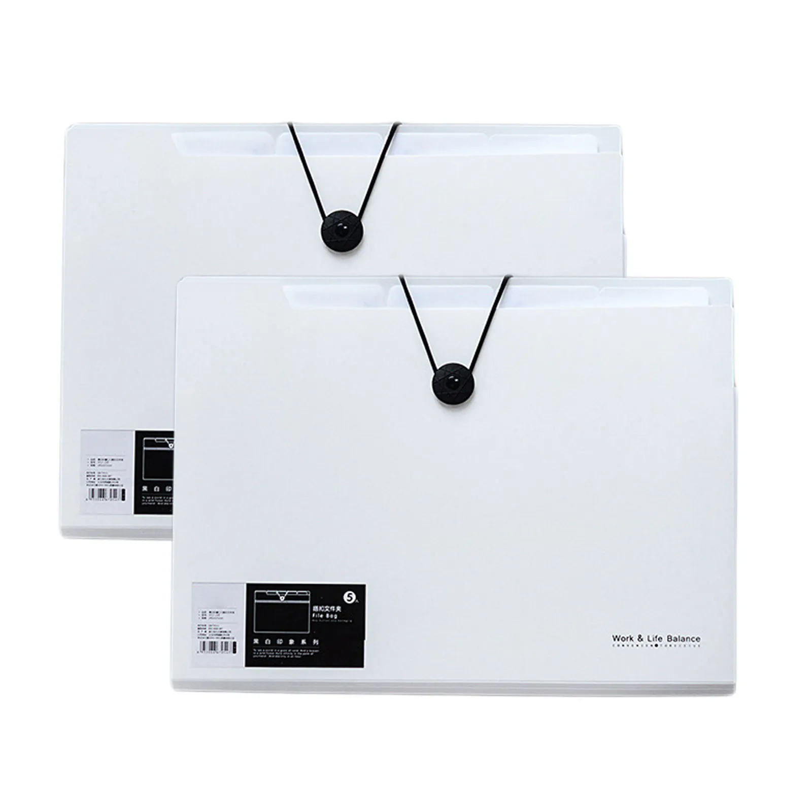 2Pcs Modern Plastic File Folder 8 Pocket Expanding Organizer with Elastic Cord Button Closure for Reports Records Documents